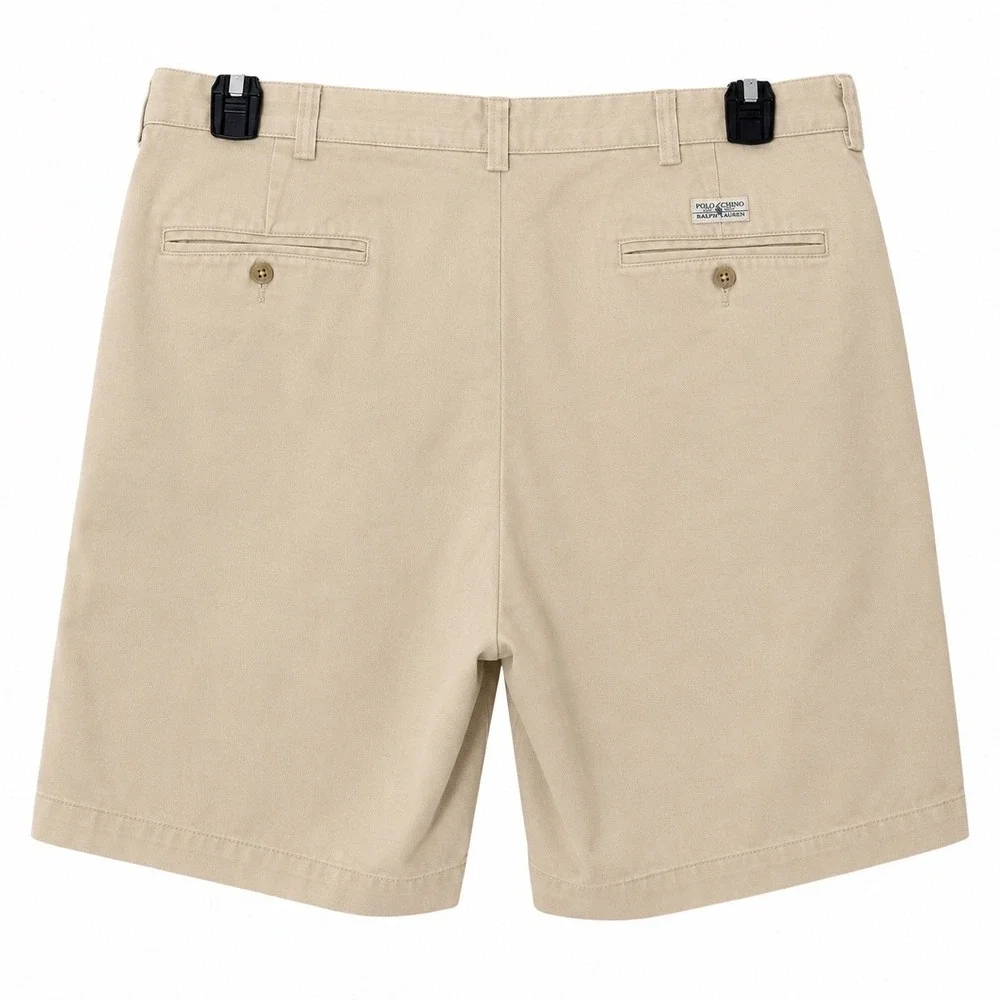 Polo Ralph Lauren Mens 36 Chino Shorts Tan Pleated Cotton Twill Khaki Classic